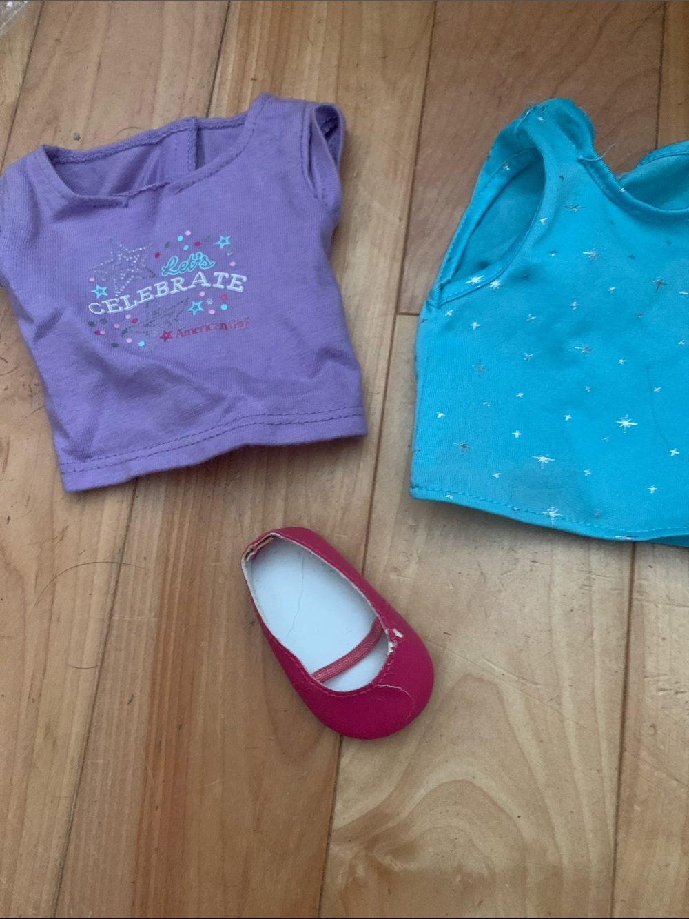 American Girl TLC Clothing Lot 2 Shirts Single Shoe